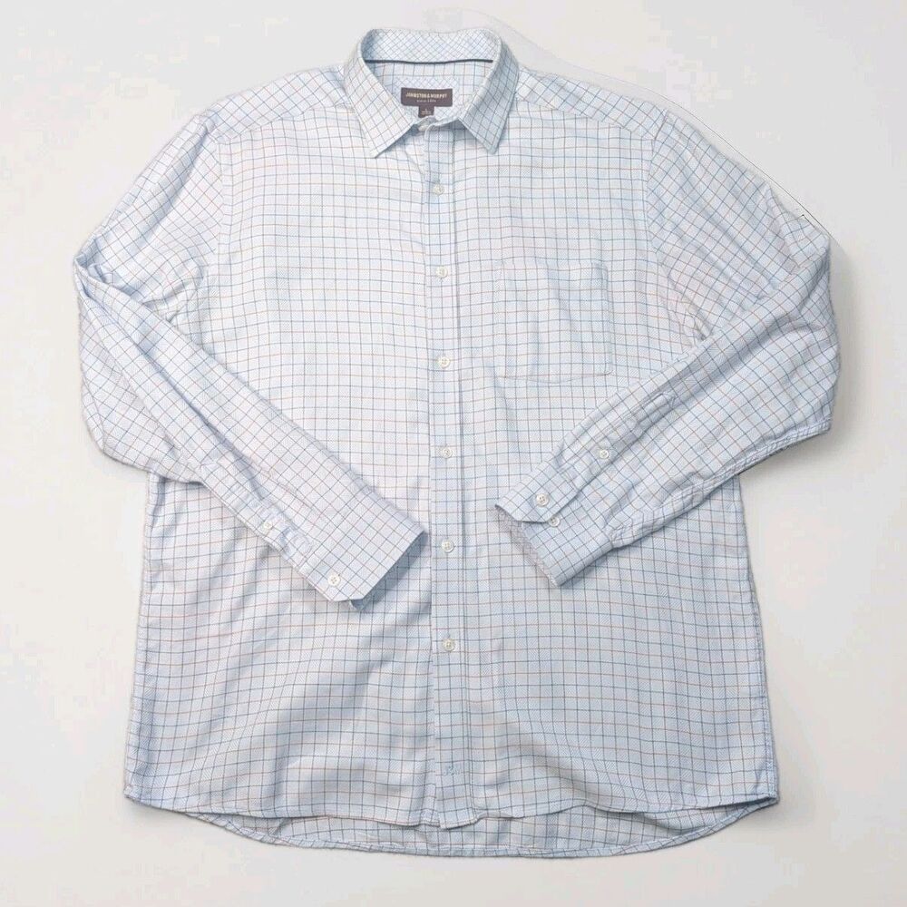 Johnston & Murphy Blue Check Button Up Shirt Mens Size Large - Picture 2 of 8